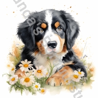 Mok Berner Puppy Bloemen 1